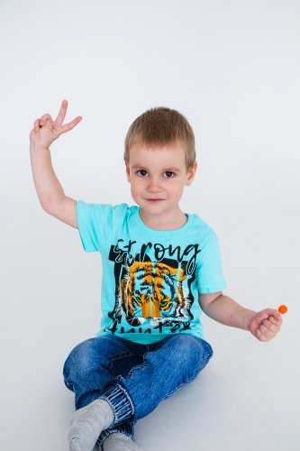 Футболка для мальчика Чудо-Kids Ф-0046 Ментоловая
